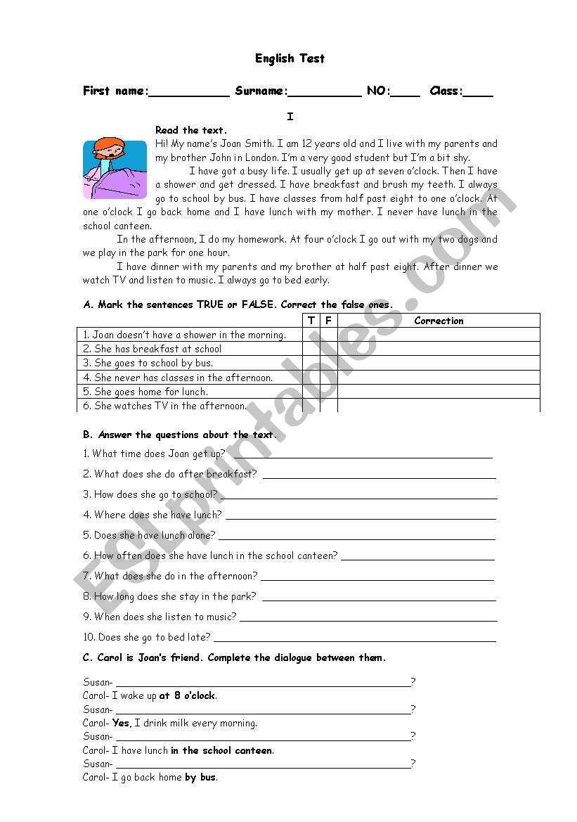 Daily Routine worksheet