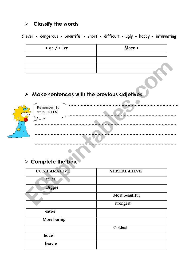 Comparison worksheet