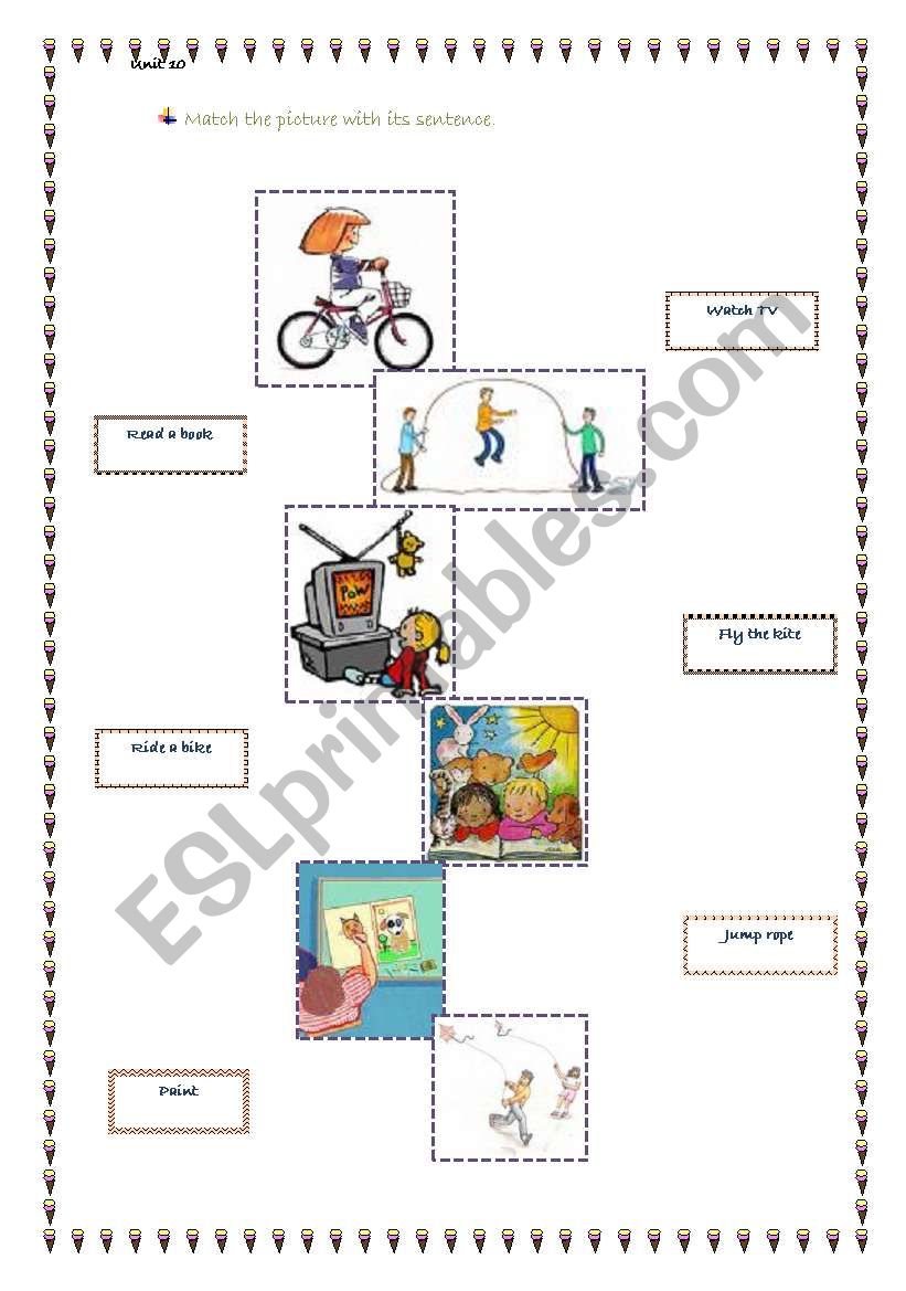 Match the pictures with its sentences.