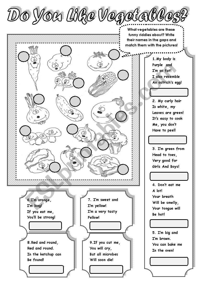 FUNNY VEGETABLE RIDDLES! - MATCHING ACTIVITY