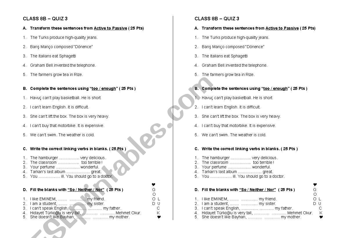 general exercises worksheet