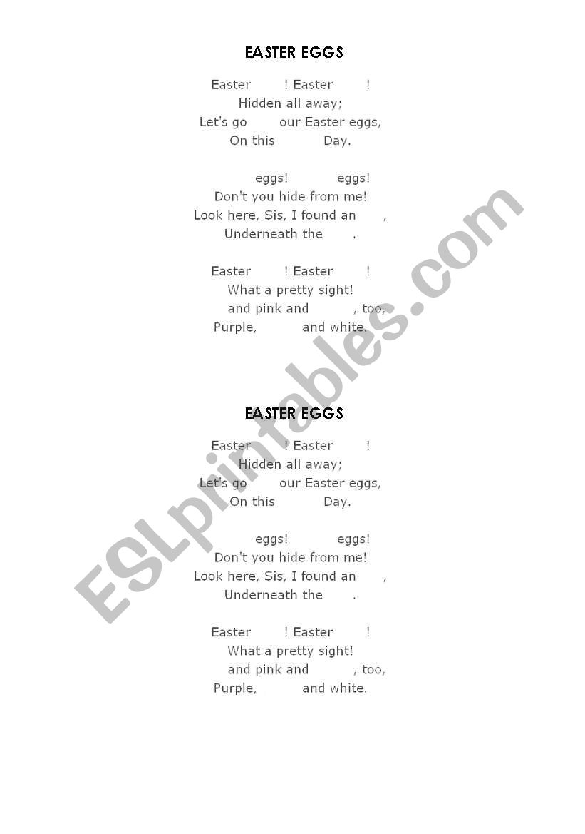 Easter song-gap fill worksheet