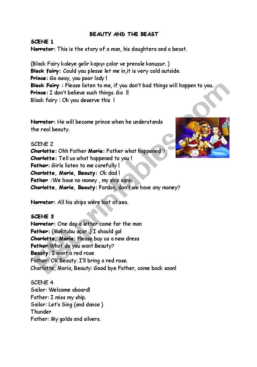 PLAY -BEAUTY AND THE BEAST worksheet