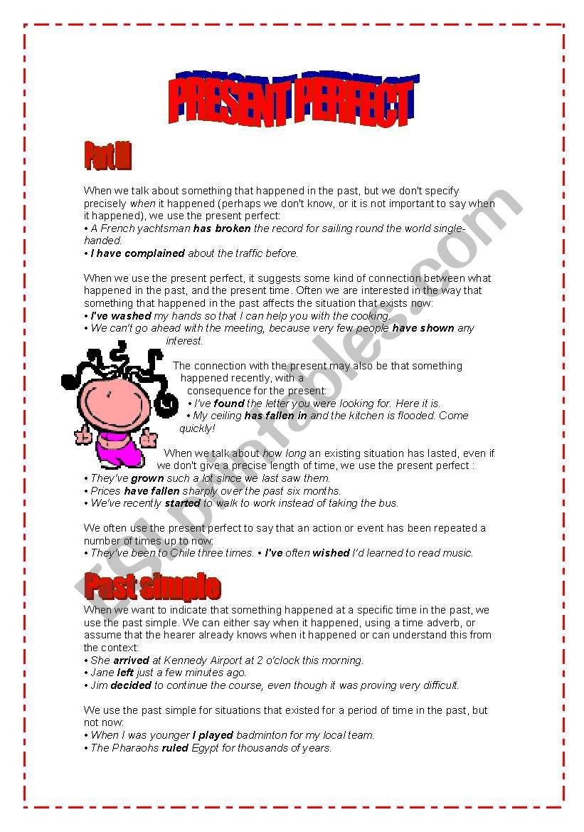 PRESENT PERFECT vs PAST SIMPLE - Explanations and exercises - Part III and IV