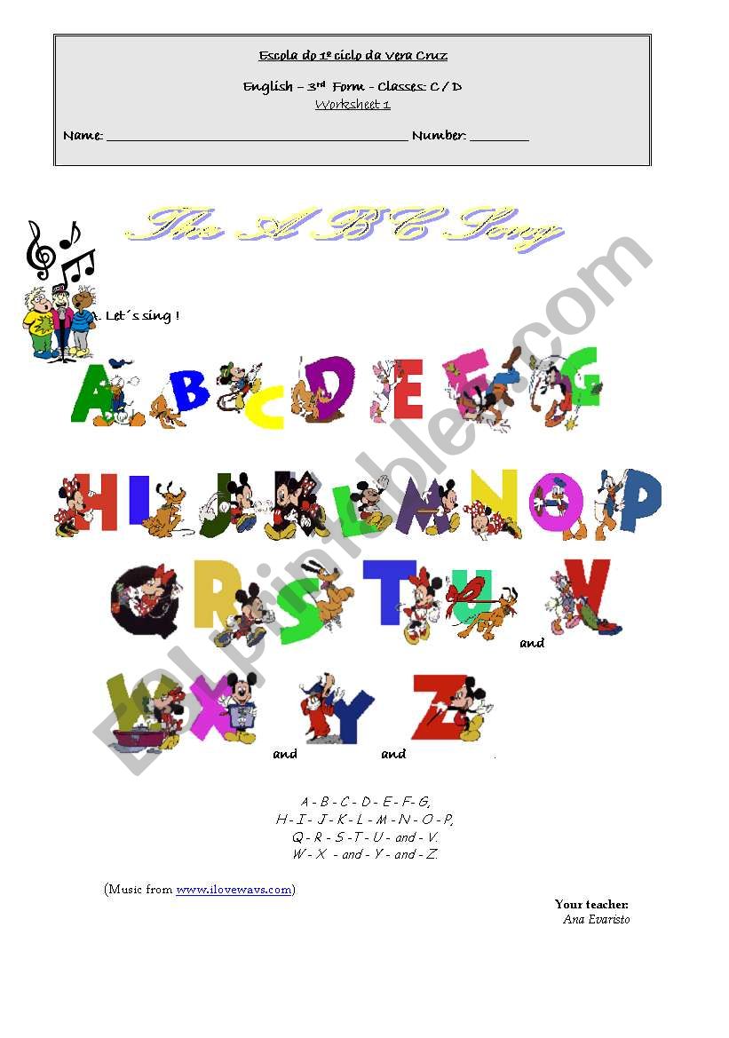 The ABC Song worksheet