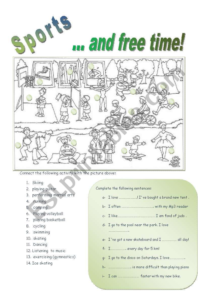 sport and free time worksheet