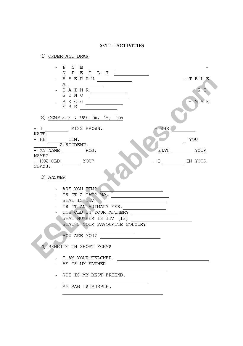 mix acticities worksheet