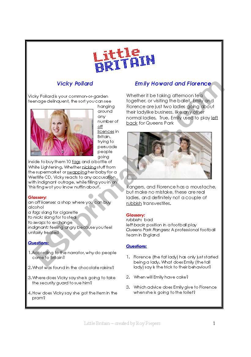 Little Britain part 1 worksheet