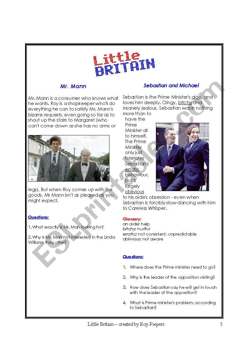 Little Britain part 2 worksheet