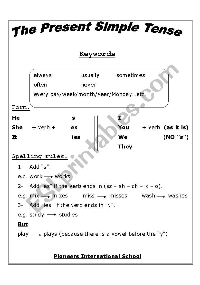 present simple worksheet