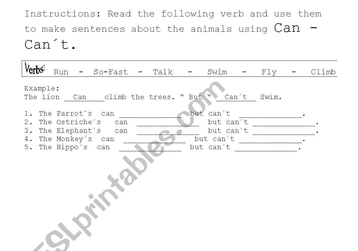 use can or cant  worksheet