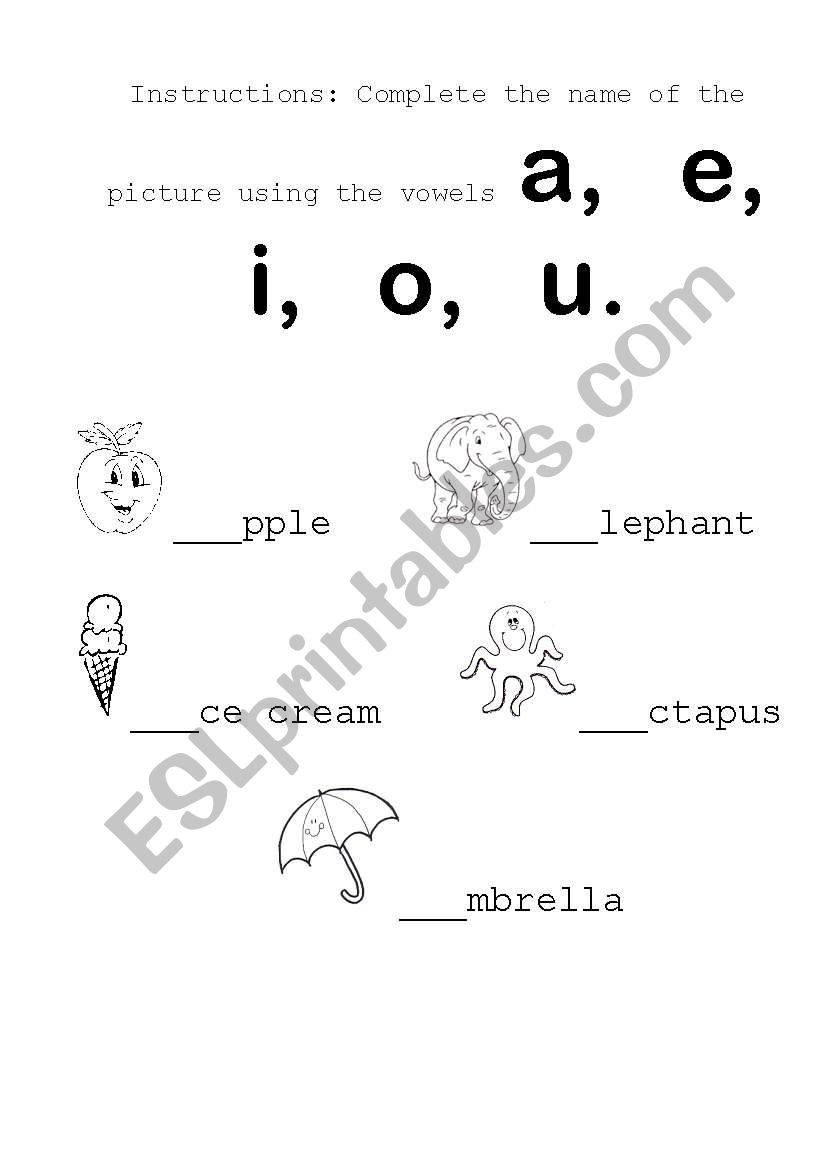 vowels worksheet