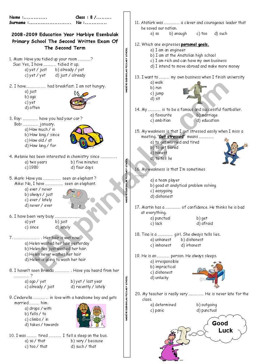 spot on 8th year quiz worksheet