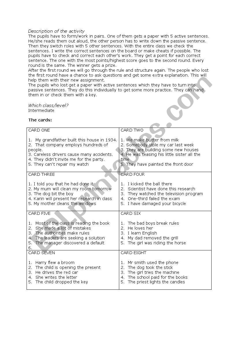 Passive worksheet