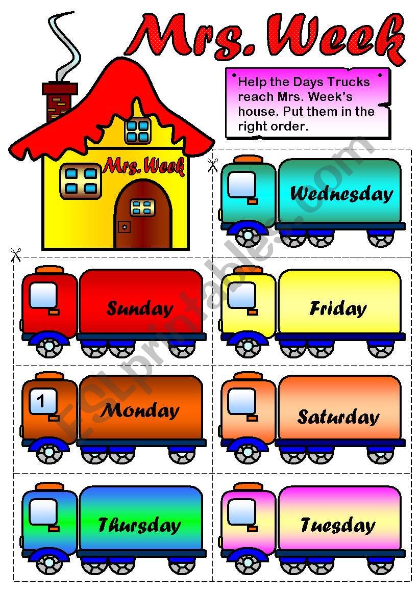 Mrs. Week ( Page 2 - BW) - Days of the week