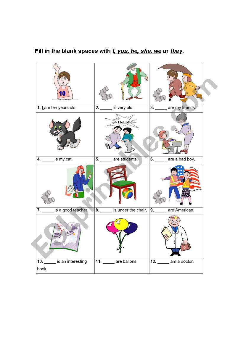 Personal Pronouns worksheet