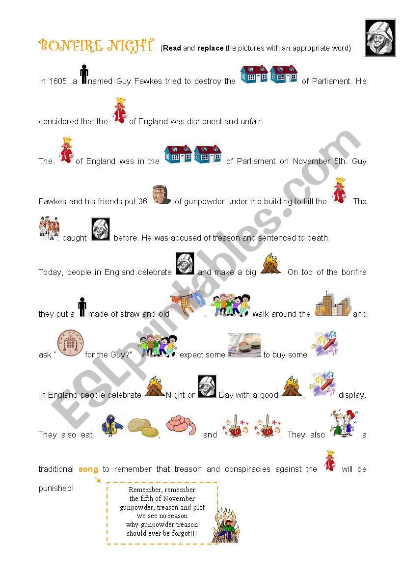 Bonfire Night (reading) worksheet