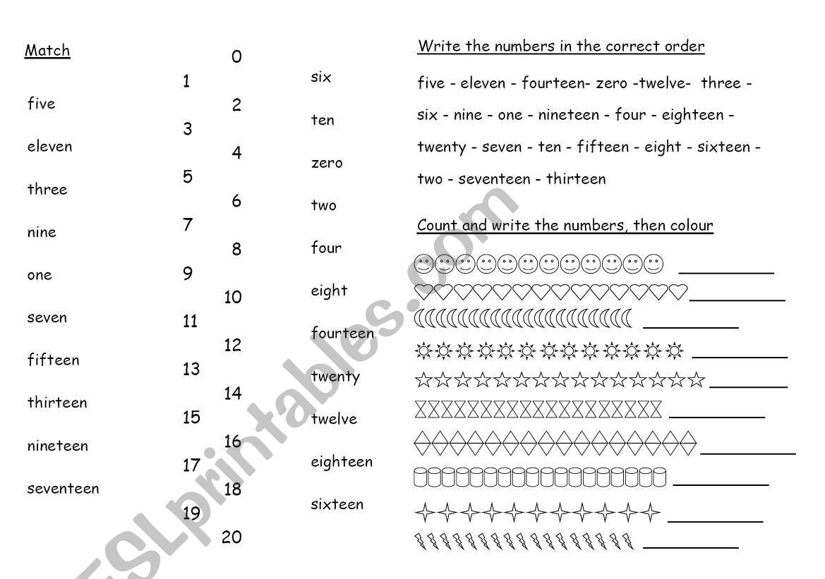 Numbers worksheet