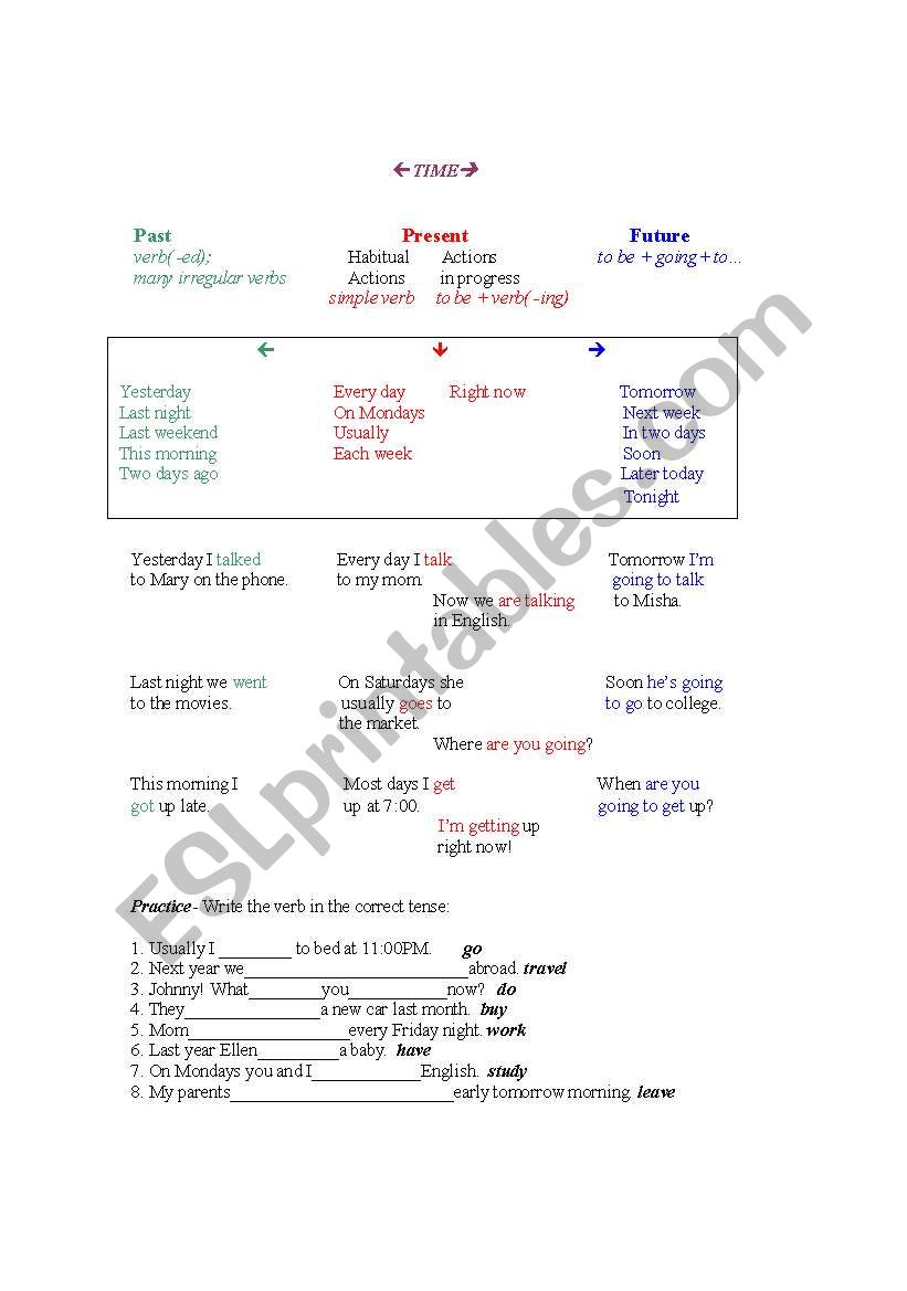 Time: Past, Present, Future worksheet