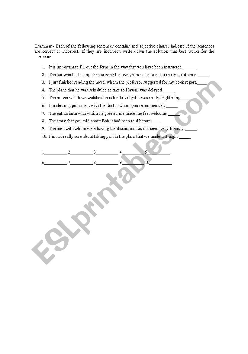 find the mistake worksheet