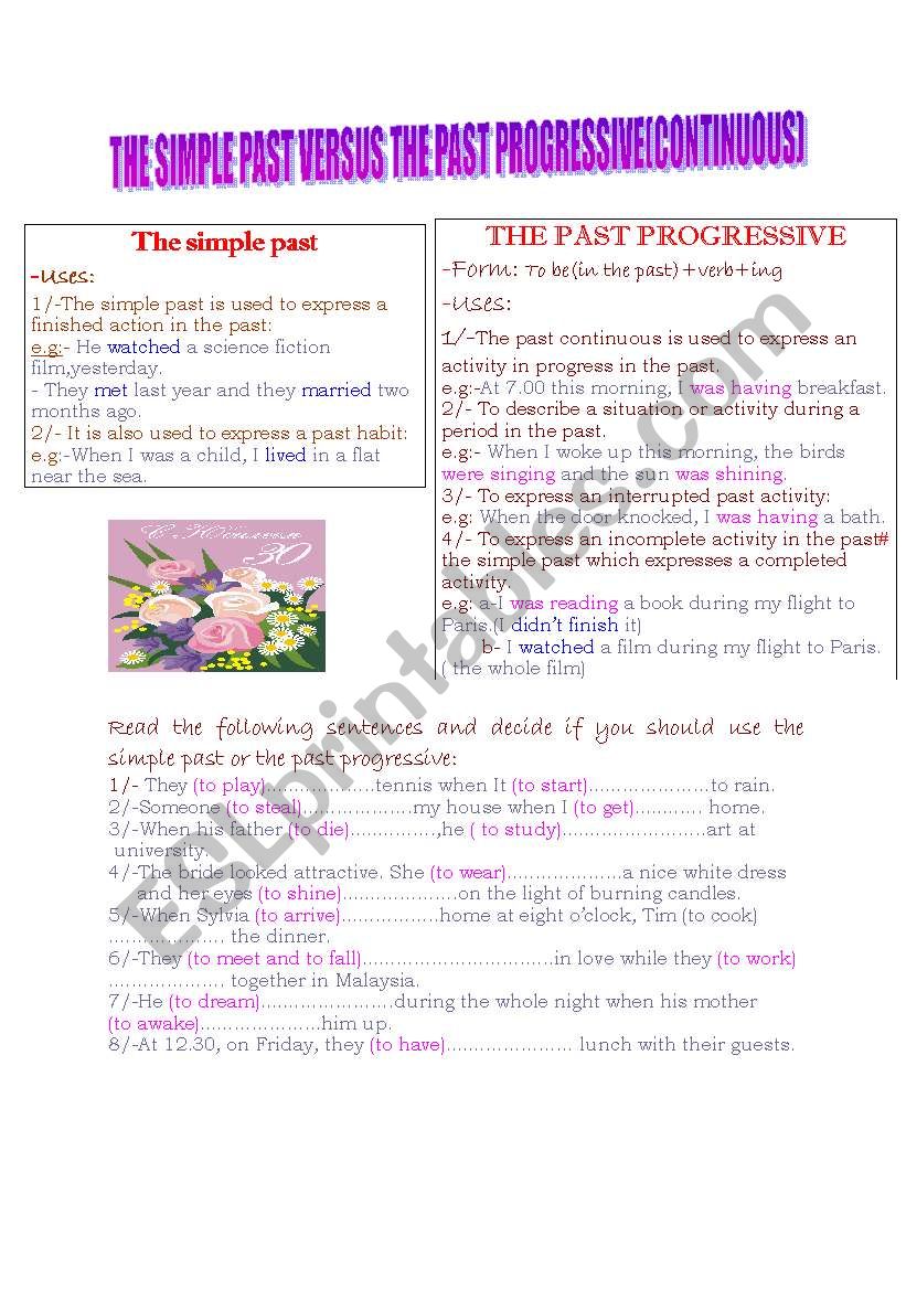 The simple past versus the past progressive