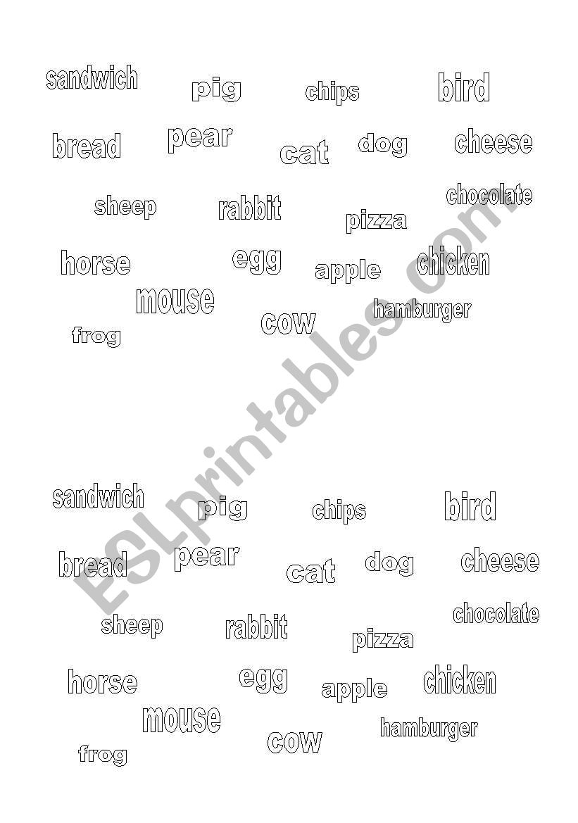 animals&food to make sentences