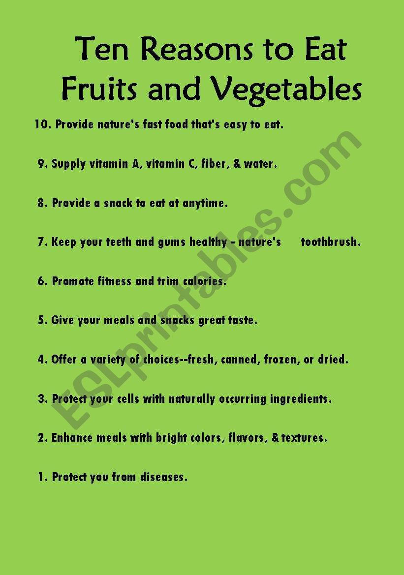 fruits and vegetales worksheet