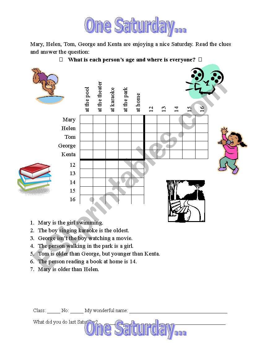 One Saturday Logic Puzzle Participial Phrases