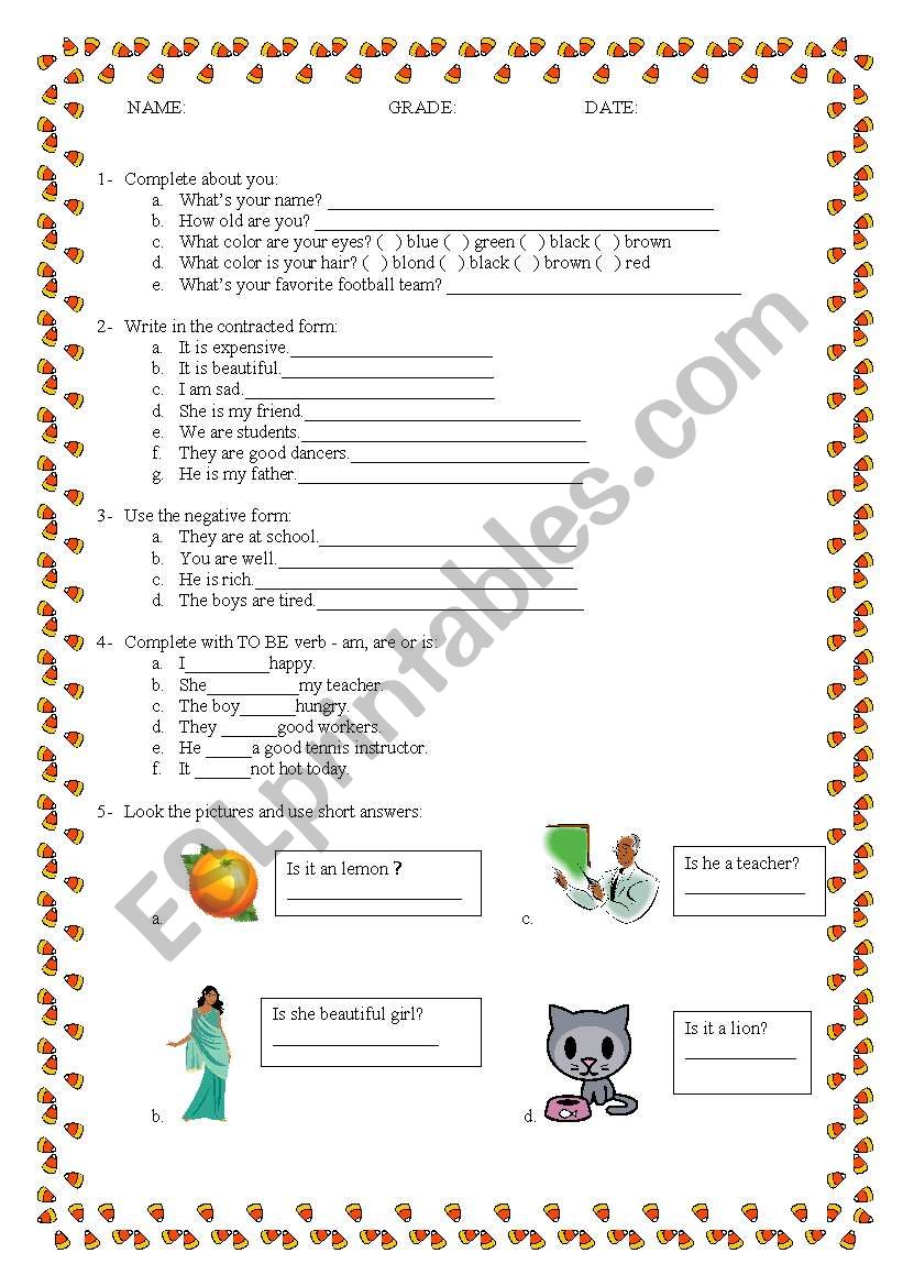 Activities worksheet