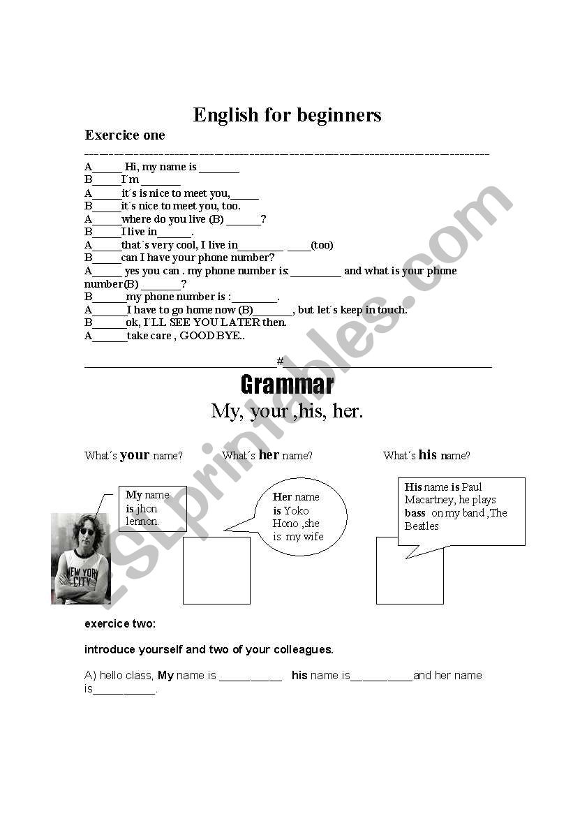 first class worksheet