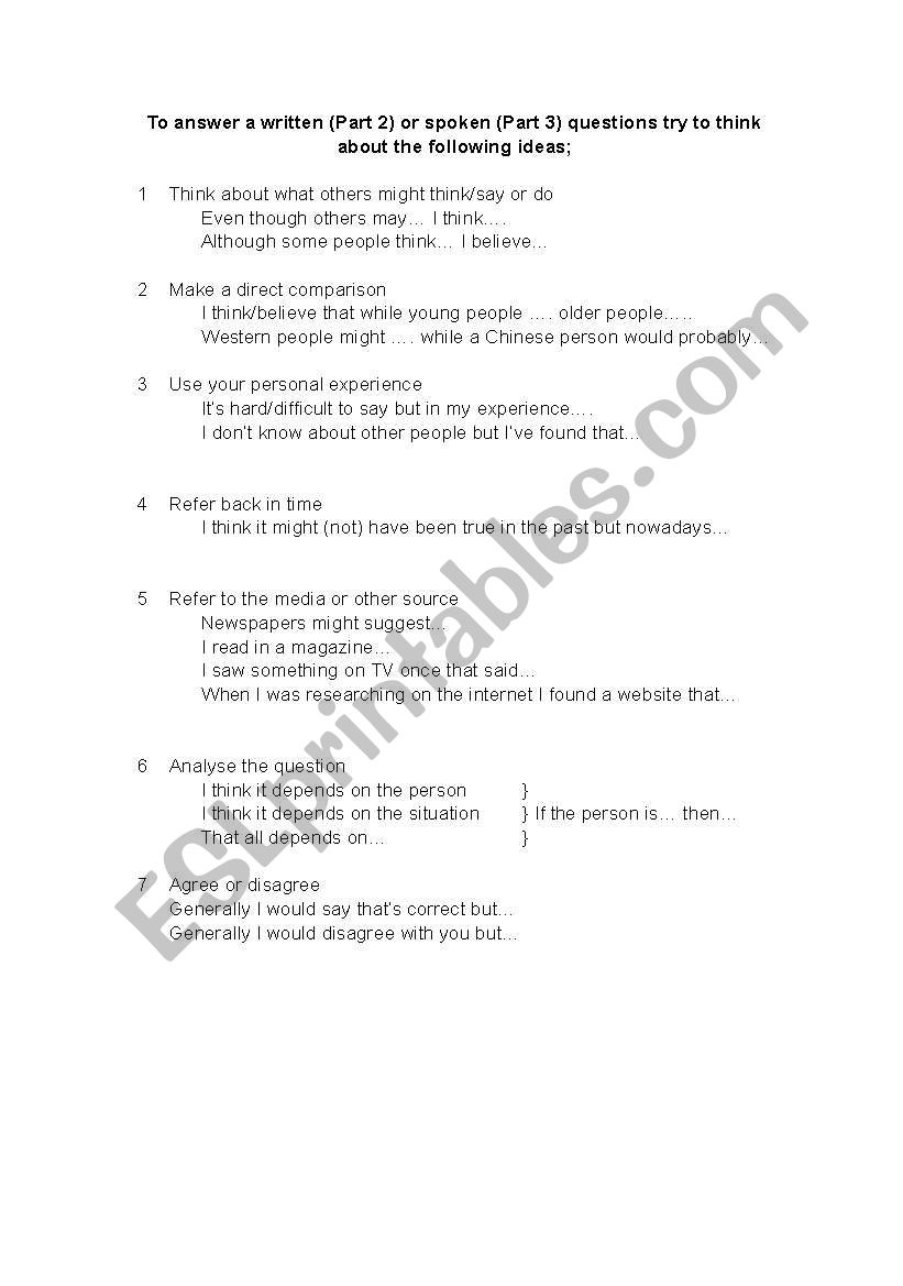 How to Answer  worksheet