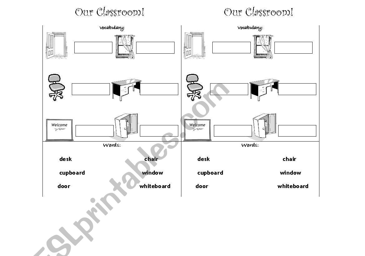 Classroom Objects 1 (Simple) worksheet