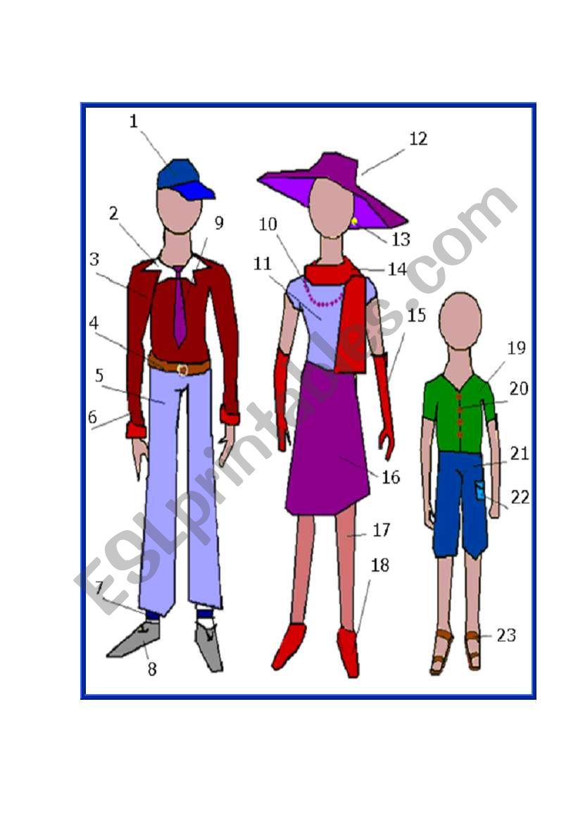 clothes description matching worksheet