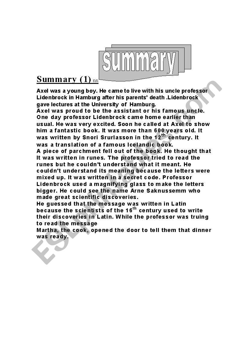 summary journey to the centre of the earth chapter1
