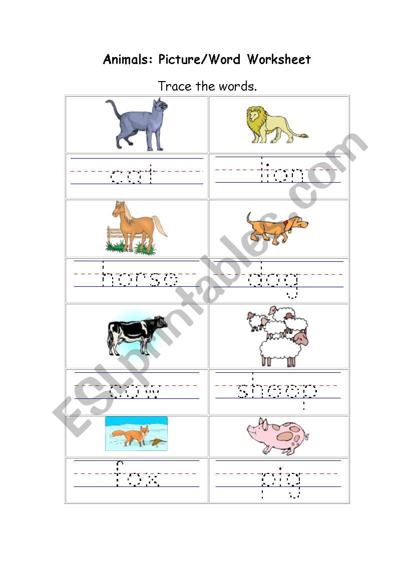 trace the word worksheet