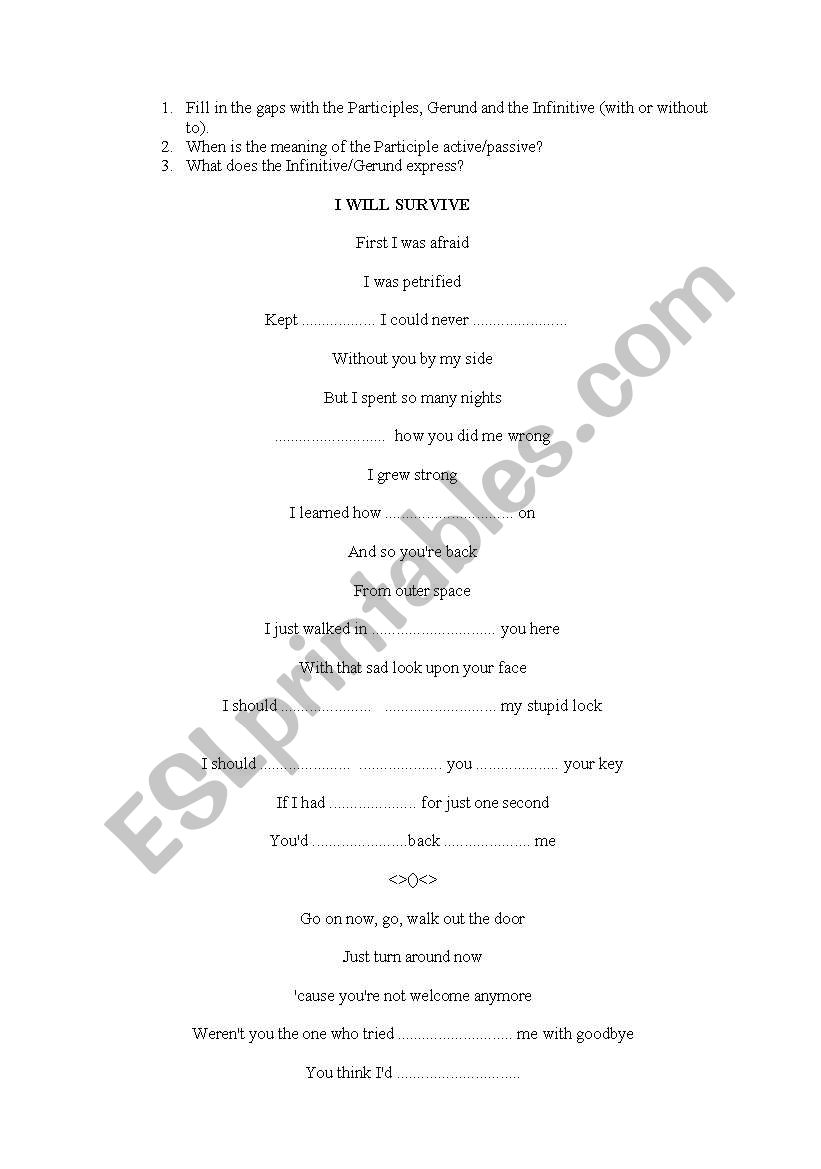 Grammar in songs worksheet