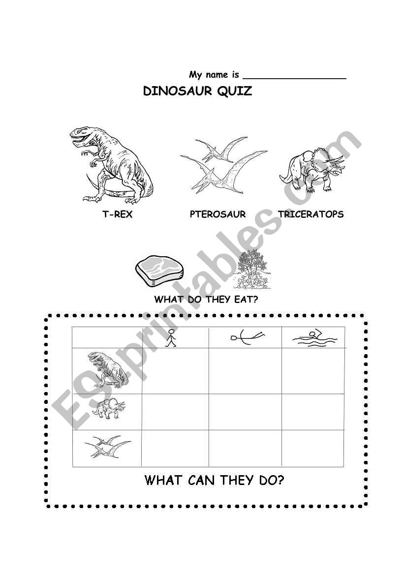 DINOES QUIZ (can /cant) worksheet