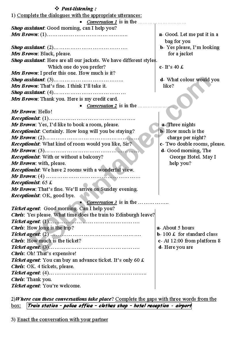 Social interactions worksheet