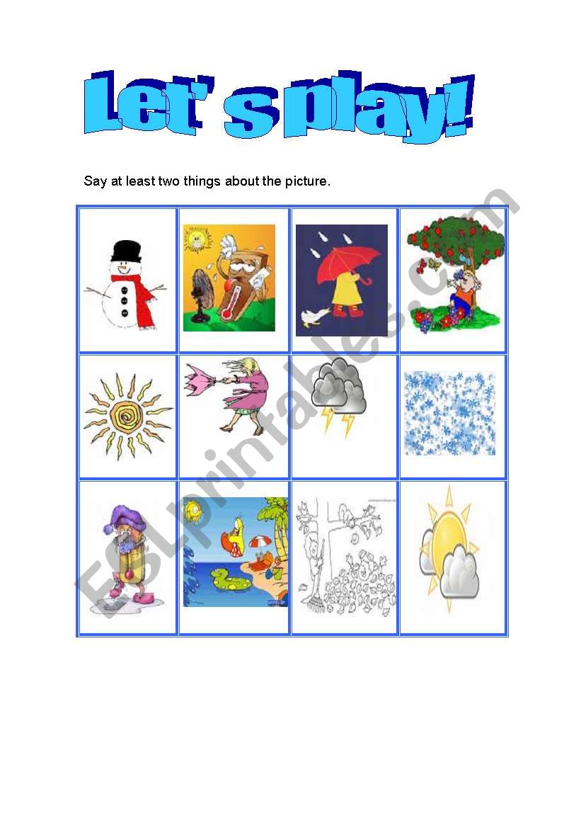 THE WEATHER GAME! worksheet