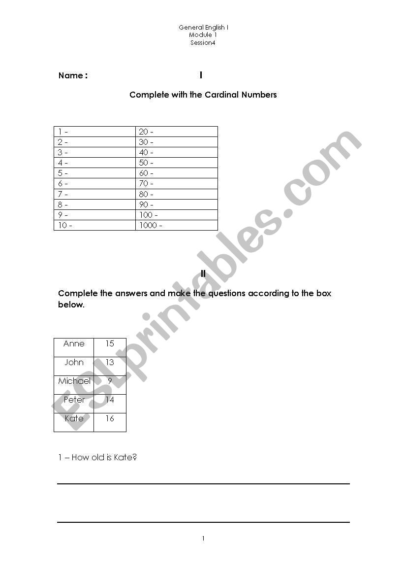 General English  worksheet