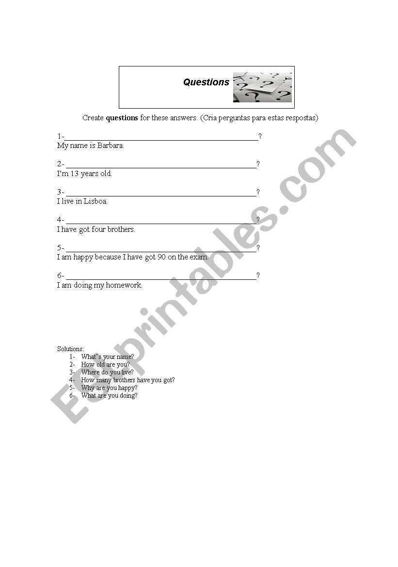 questions worksheet