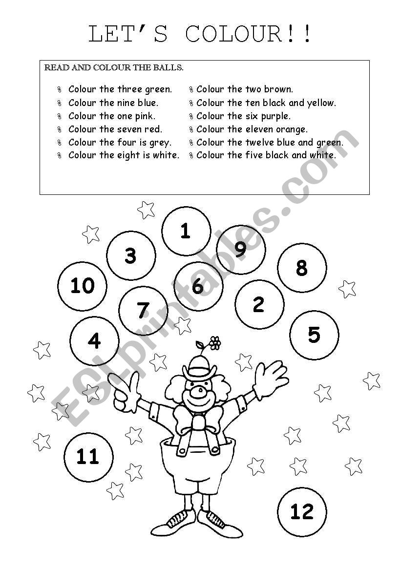 LETÂ´S COLOUR THE NUMBERS worksheet
