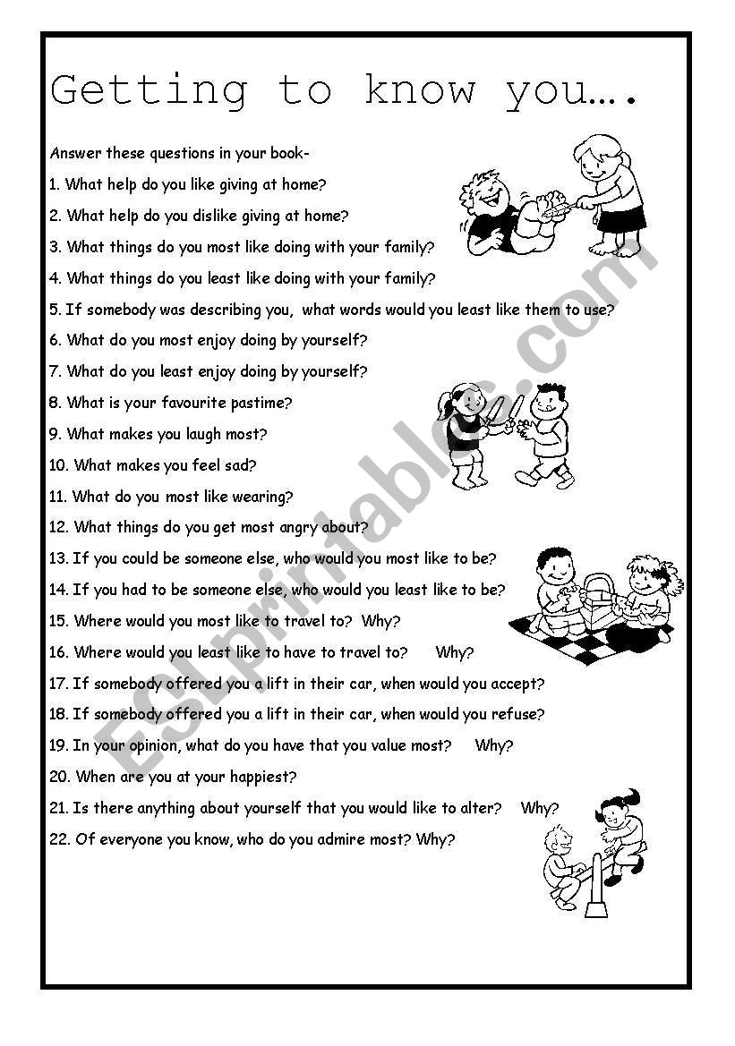 Getting to know you - ESL worksheet by wendyharling