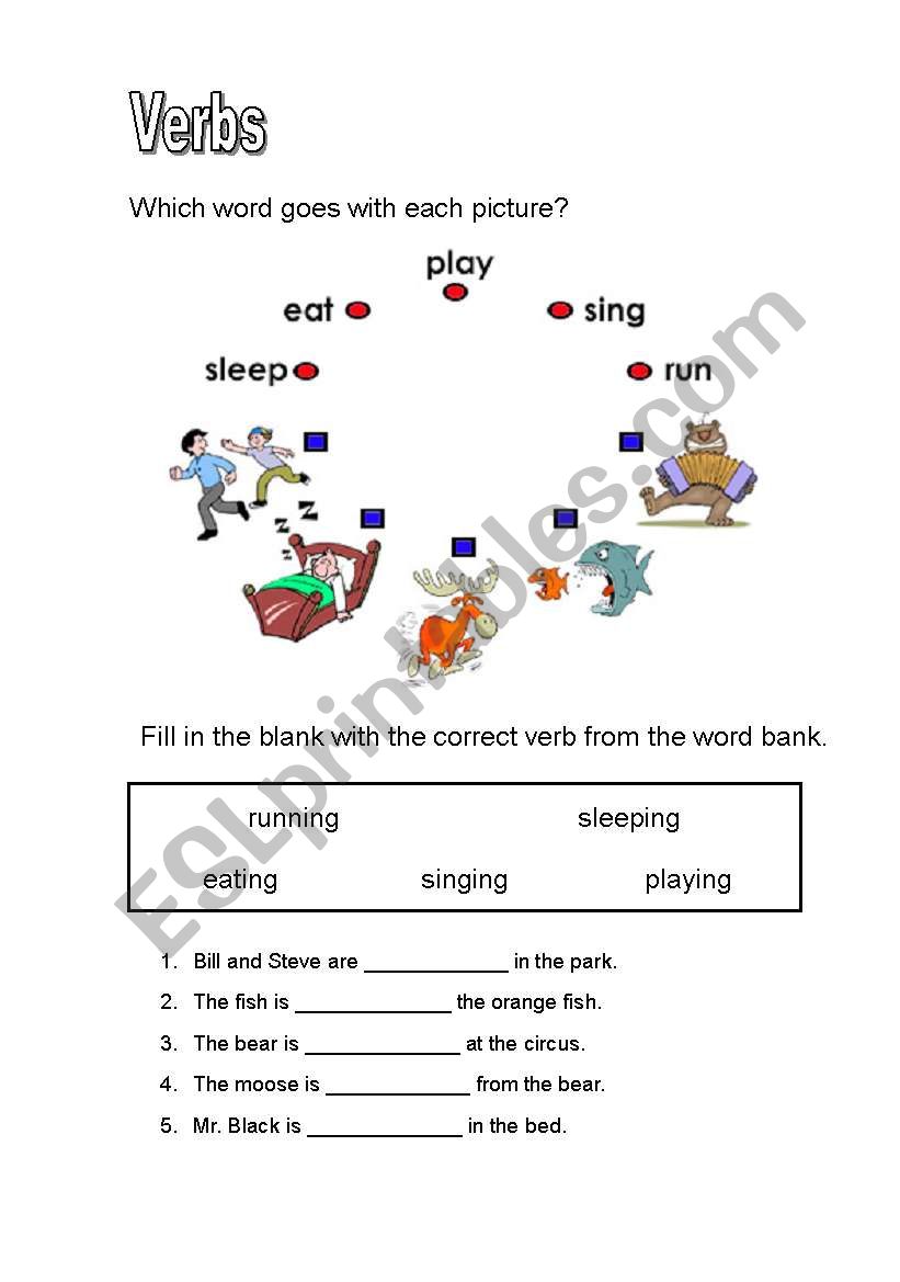 Action verbs worksheet