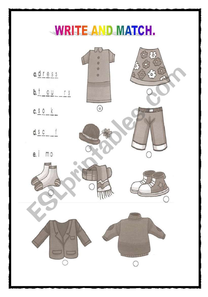 CLOTHES worksheet