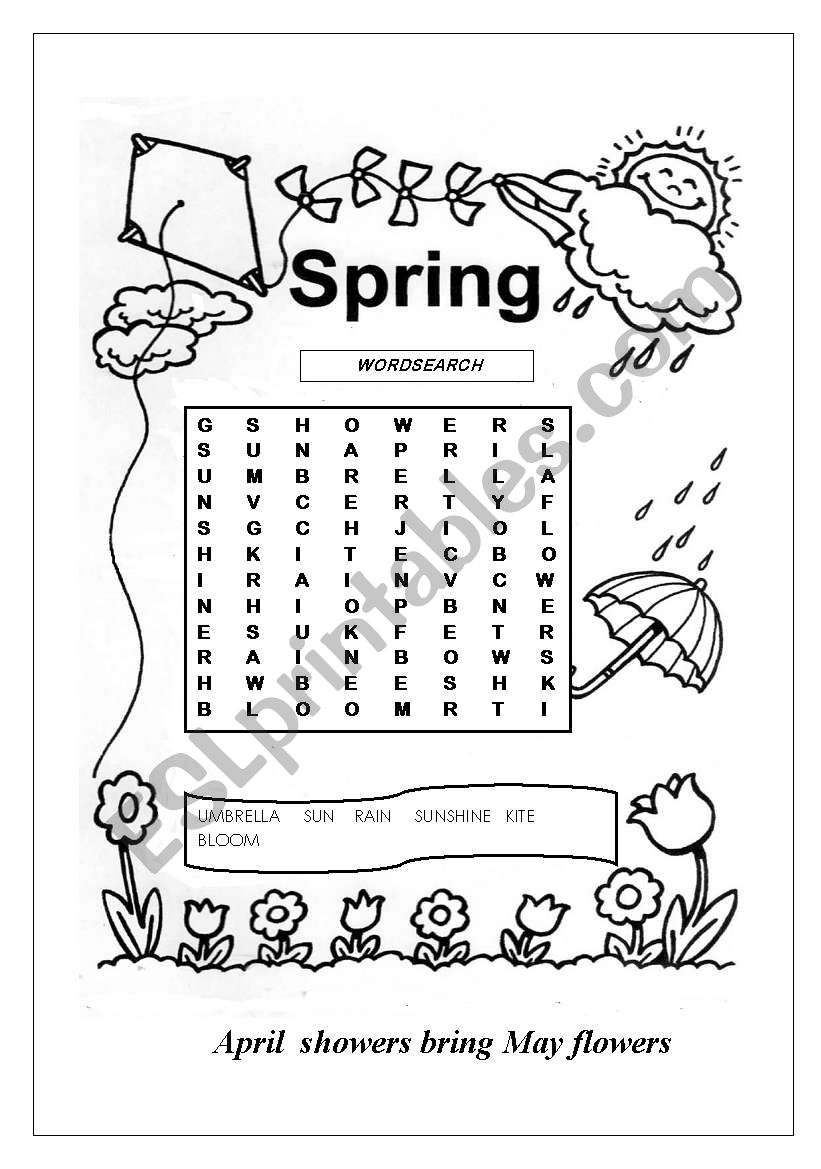 SPRING WORDSEARCH worksheet