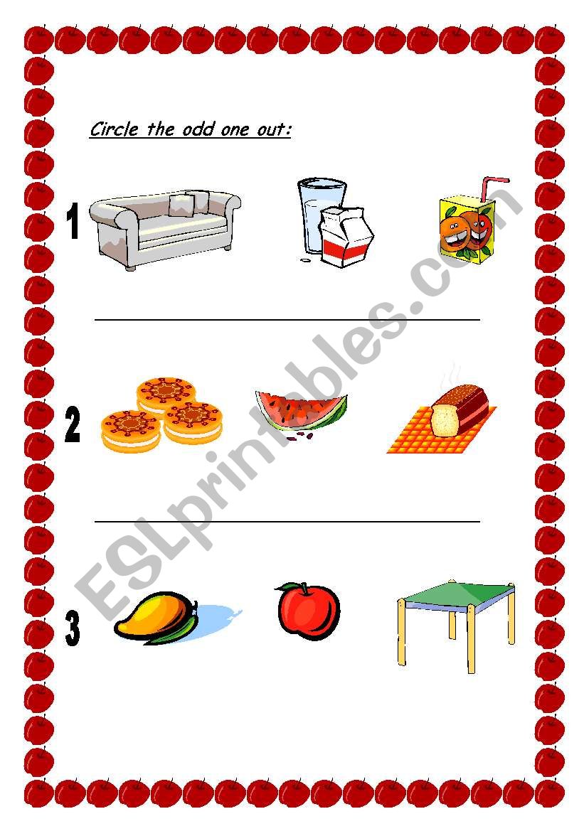 food worksheet