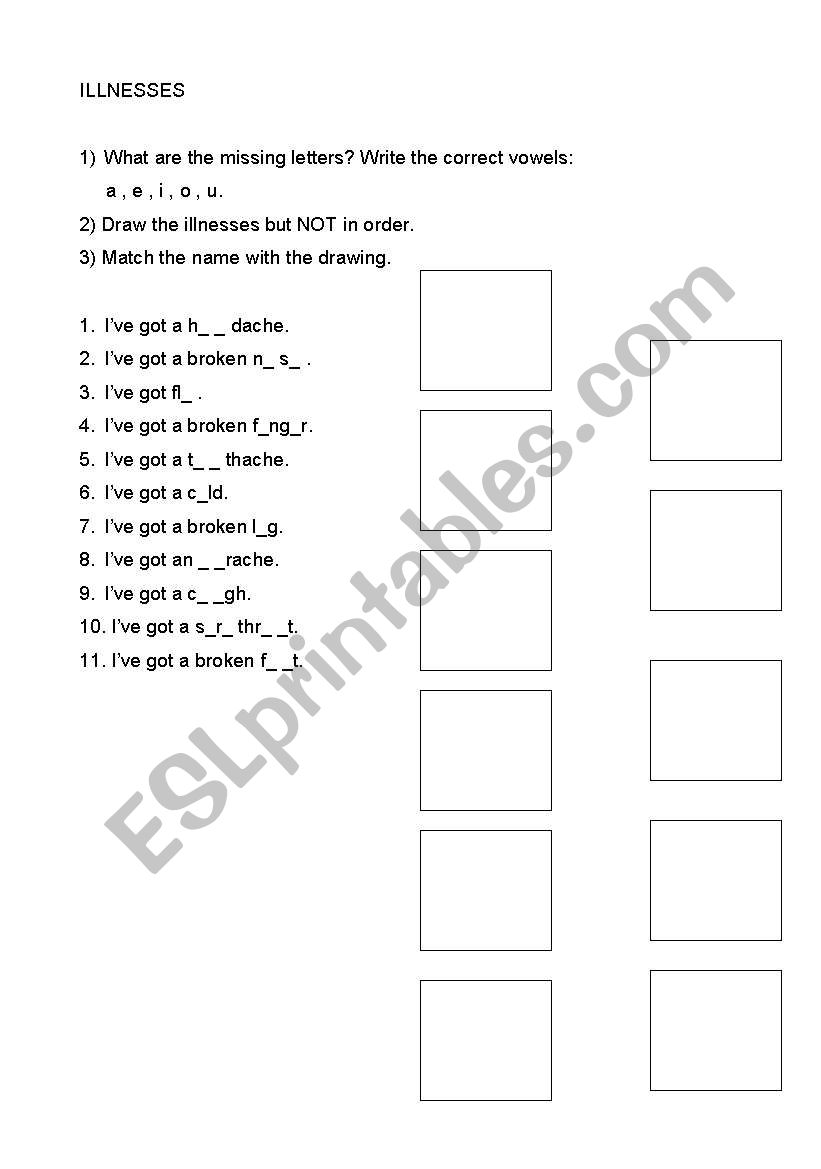 ILLNESSES worksheet