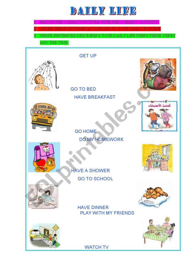 daily routine worksheet