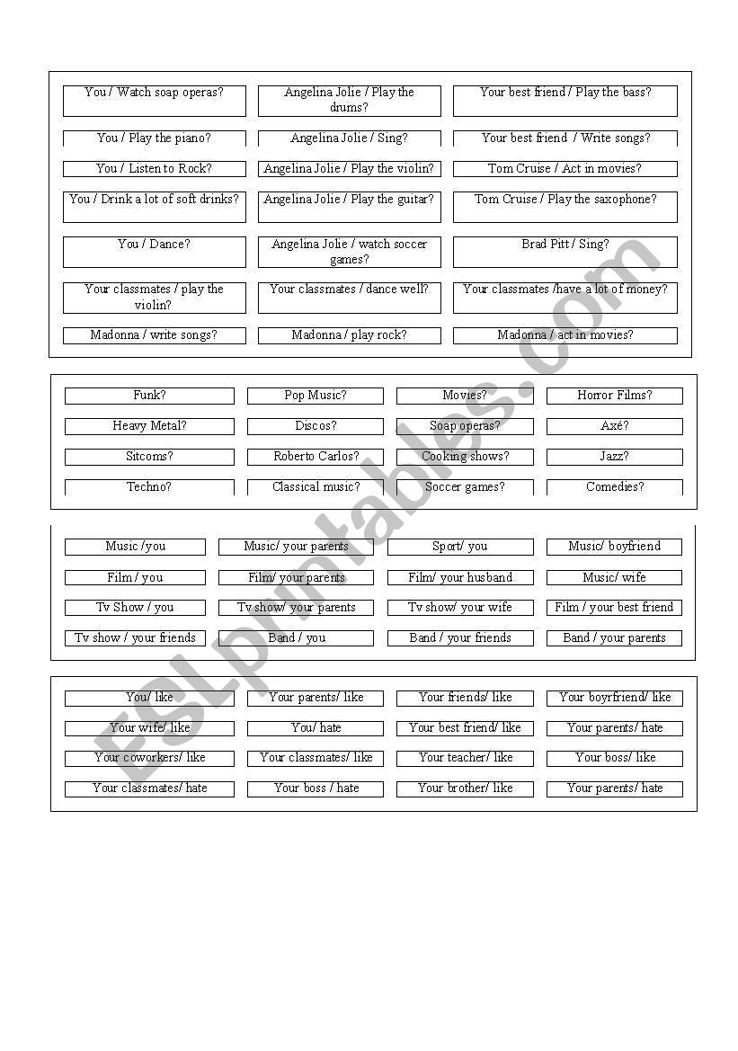 Practice Cards - Do / Does worksheet